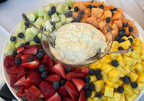 Seasonal fruit display at catering station